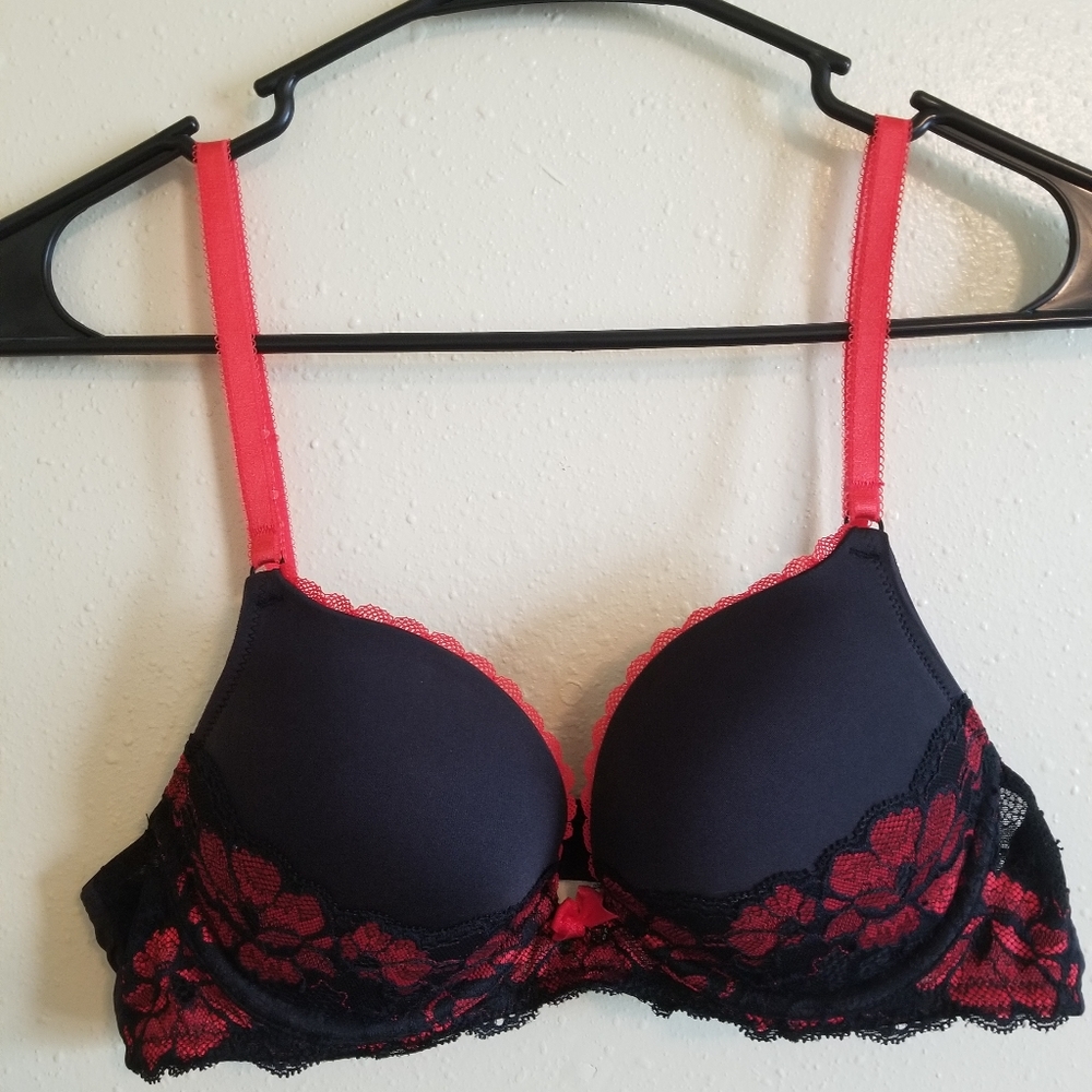 Adore me red and black bra